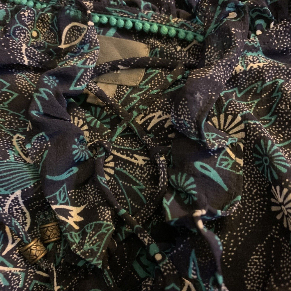 Anthropologie Haida Floral Peasant Blouse Navy Size M - Picture 7 of 7